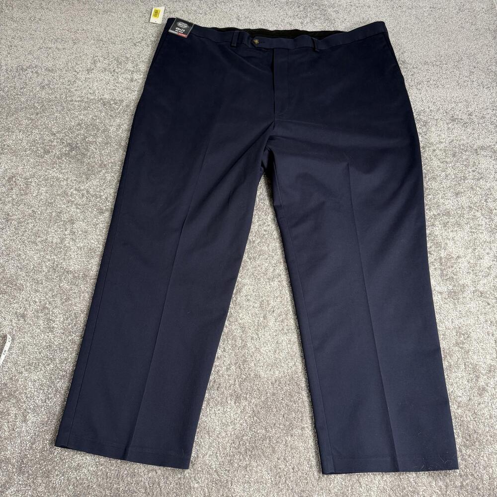 Roundtree & Yorke Pants Mens 48x29 Blue TravelSMART Chino Stretch Big Man